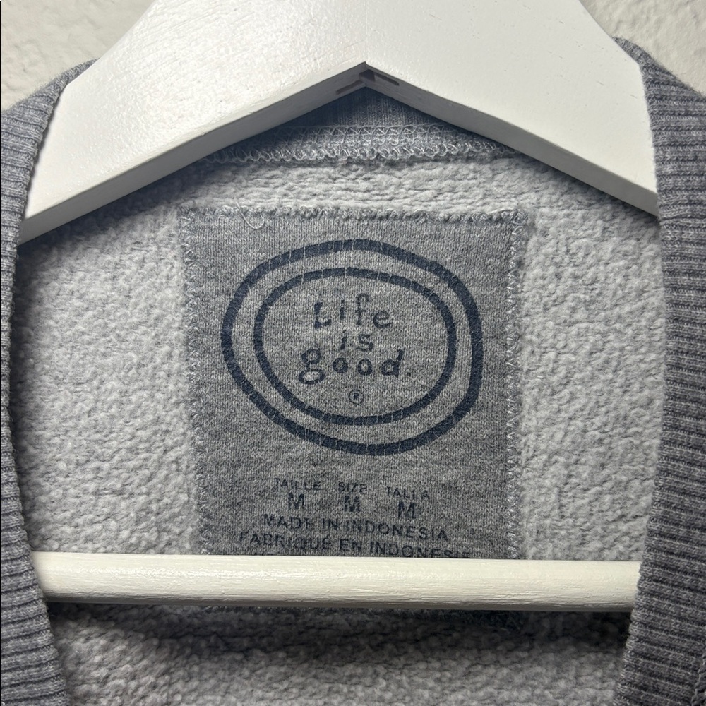Life is Good Vintage Wordmark Stacked Fleece Crew Sweatshirt Embroidered medium - Picture 2 of 5
